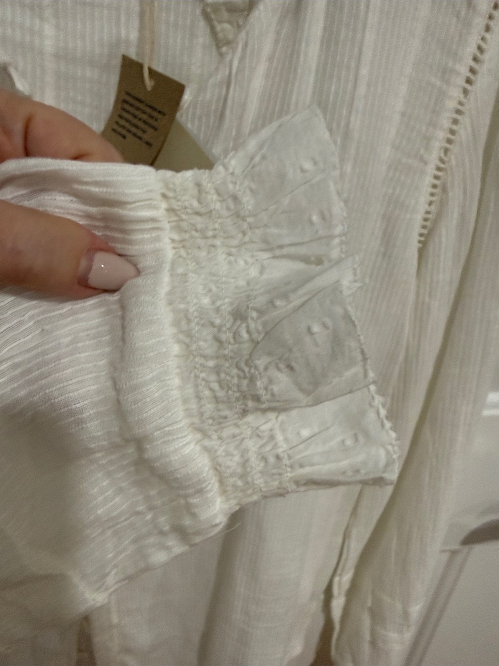 Faherty Ivory Ruffled Button-Front Blouse - Picture 2 of 7